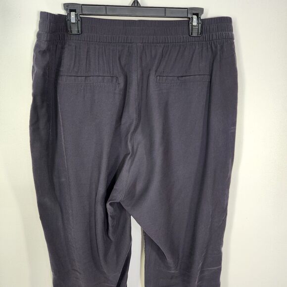 Old Navy Jogger Pants Womens Large High Waisted Twill Pull On Moire Navy Blue - Picture 5 of 9